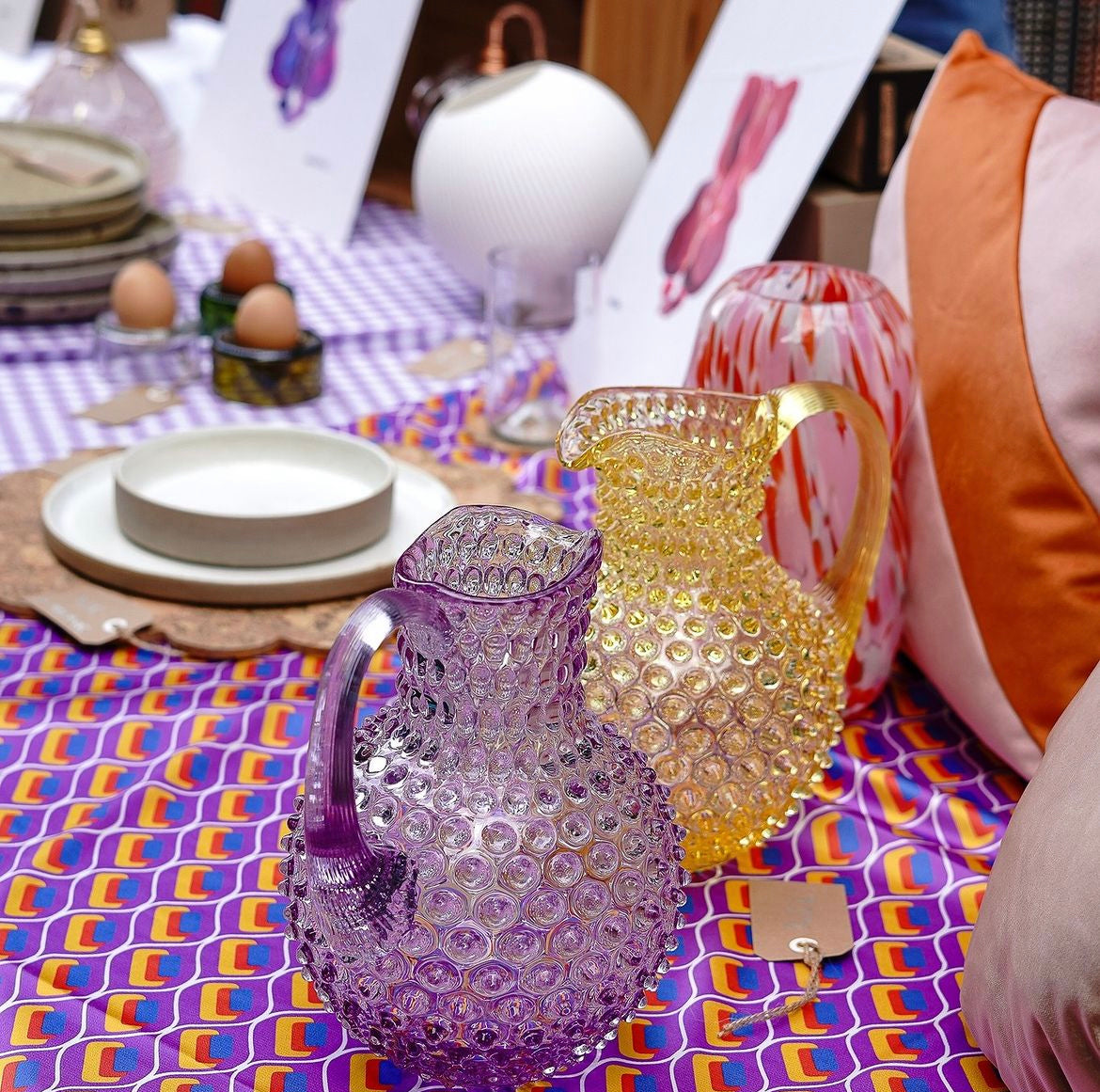 Carafe en verre de Bohême Lilas
