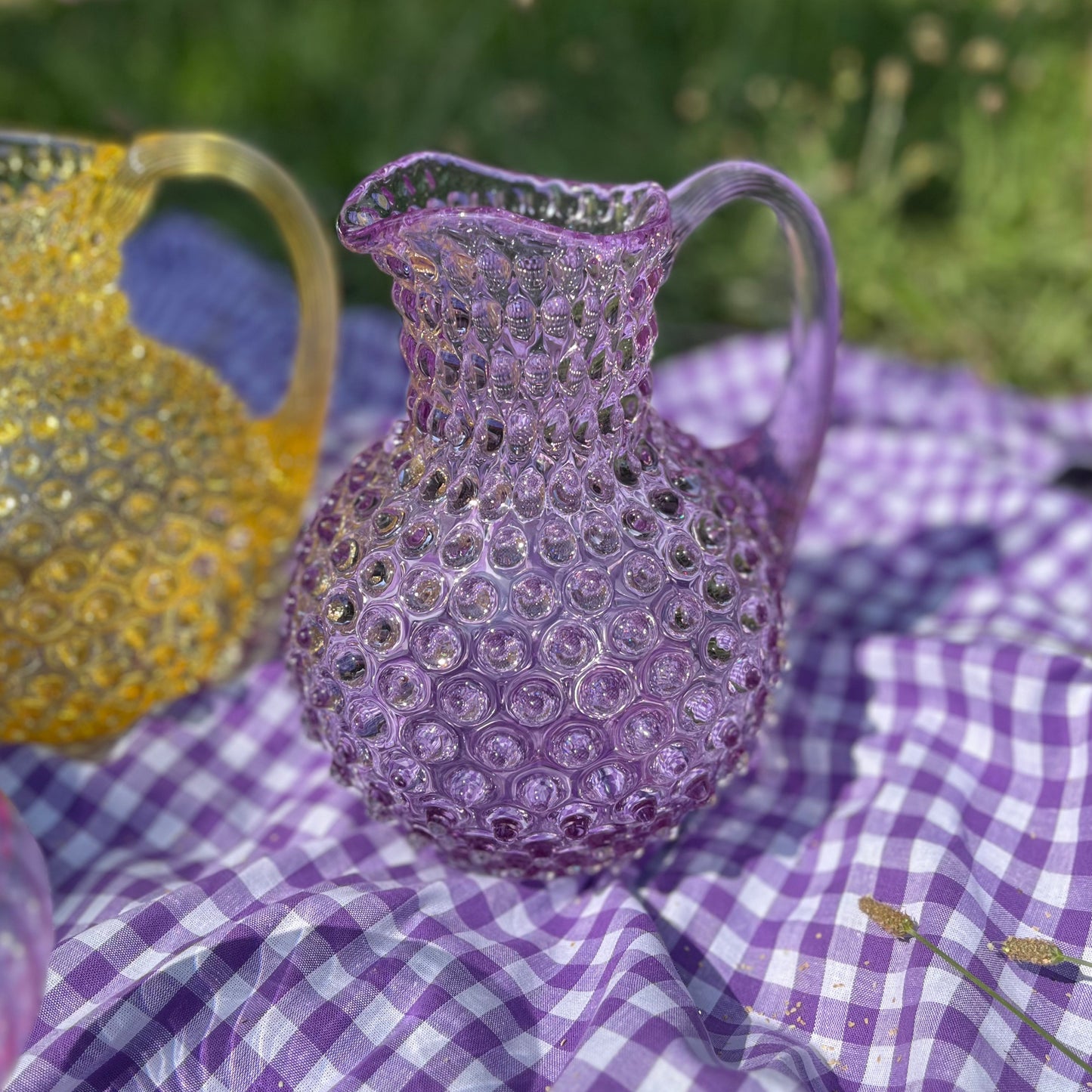 Carafe en verre de Bohême Lilas