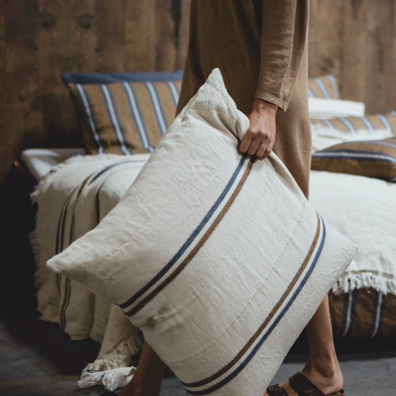 Housse de coussin déco en lin 100% européen Auburn