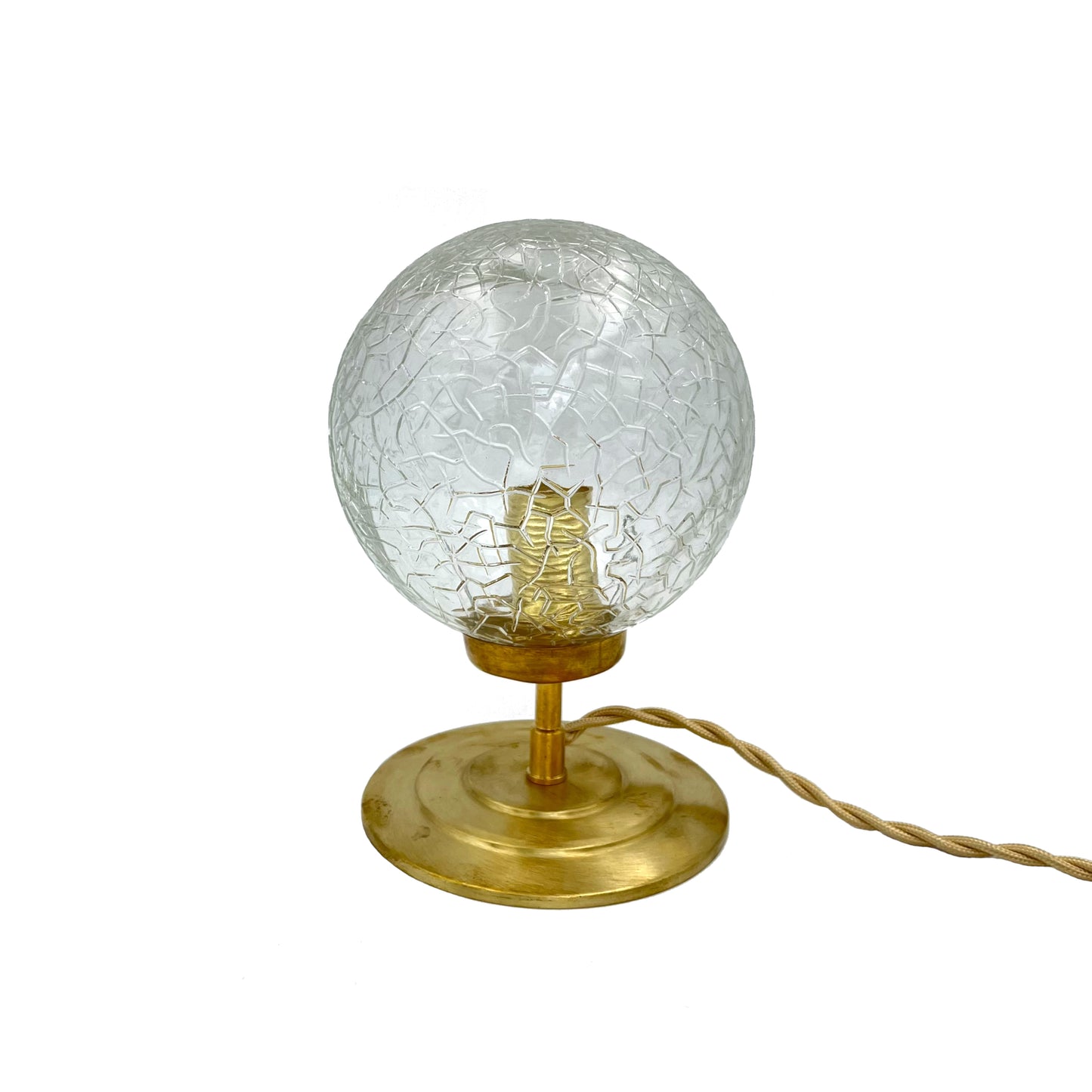 Upcycled table lamp in "crazed" glass