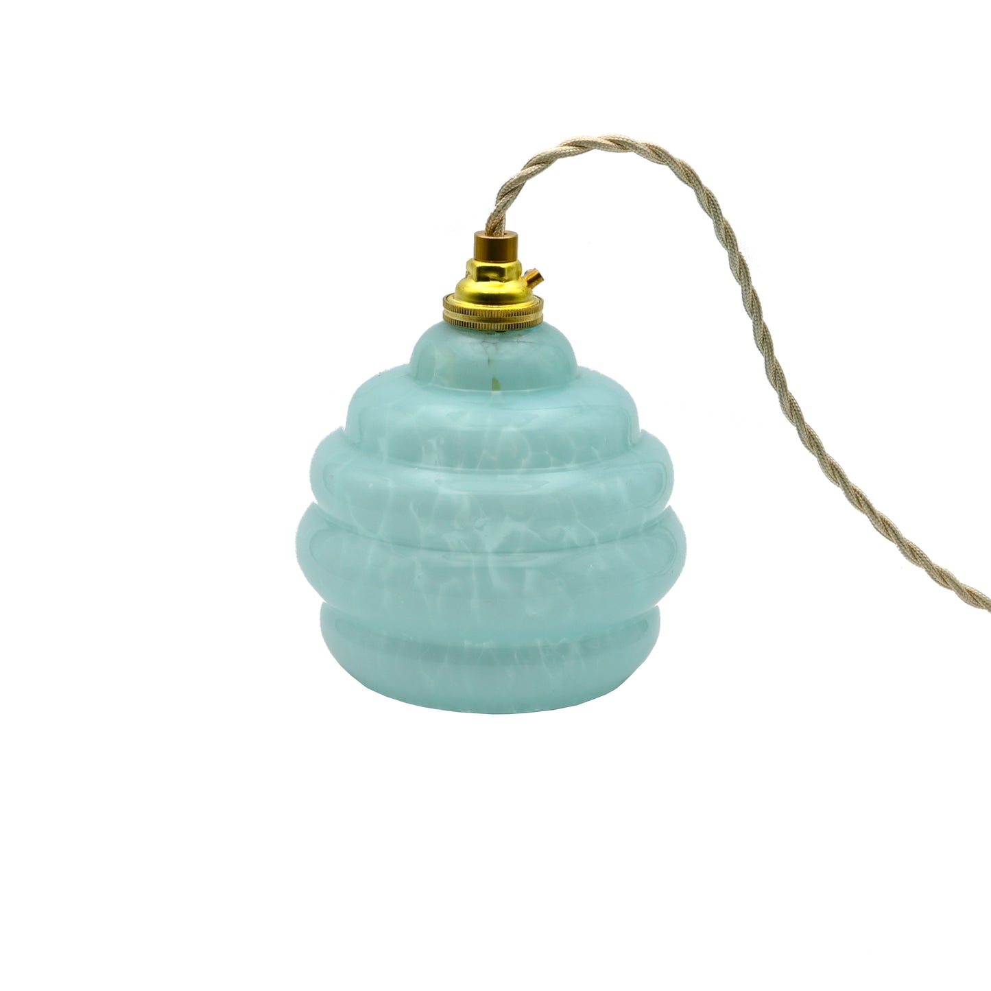 Upcycled portable lamp in Clichy's glass - blue