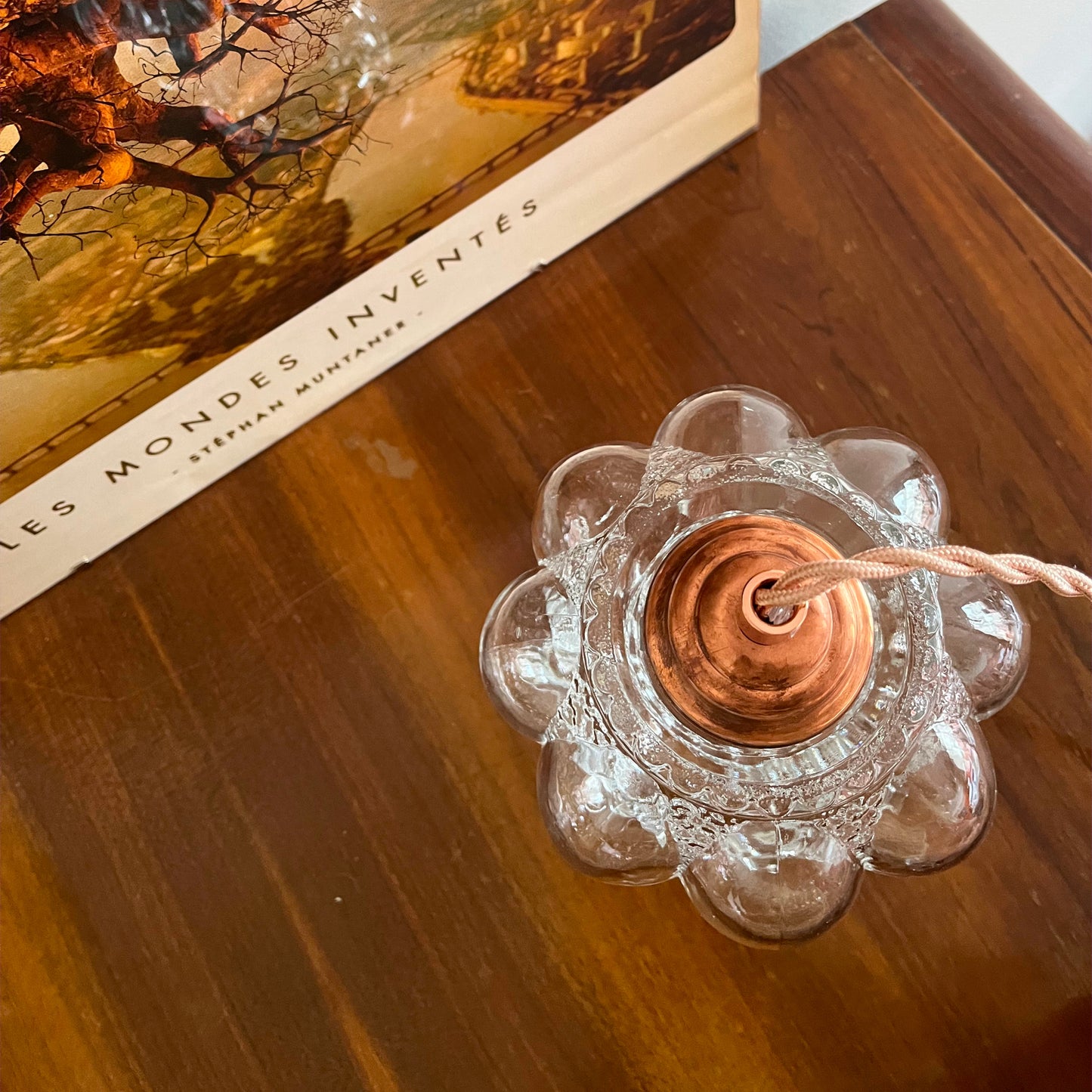 Baladeuse upcyclée à bulle cable rose