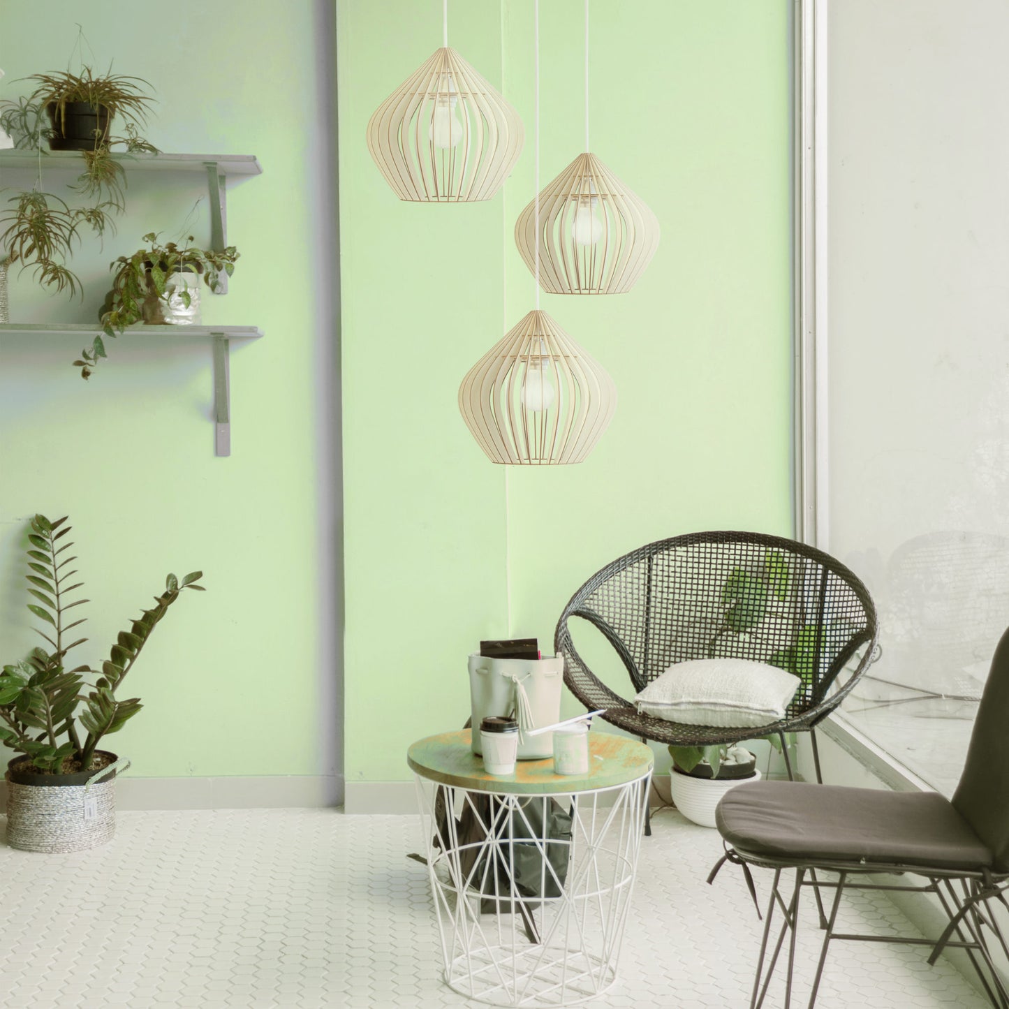 Suspension en carton-bois recyclé Monstera