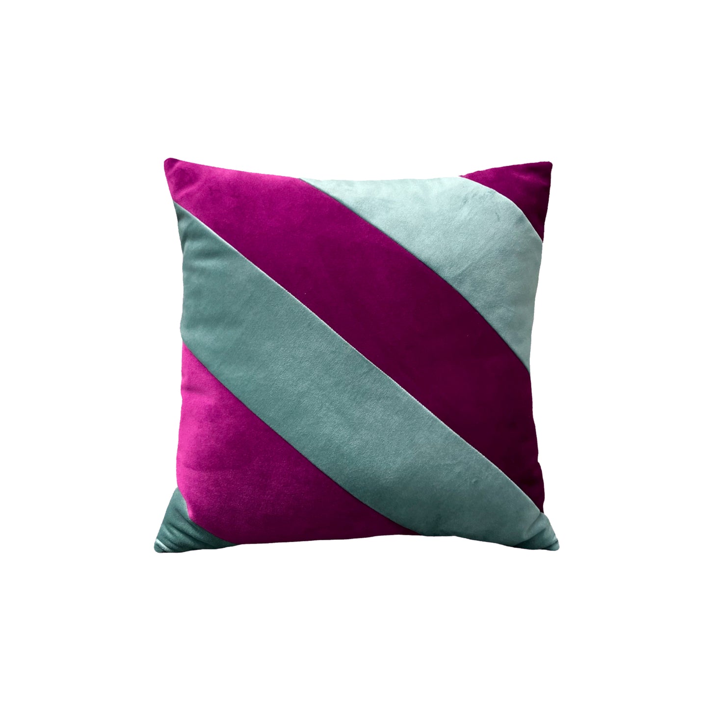 Coussin en velours upcyclé violet et céladon
