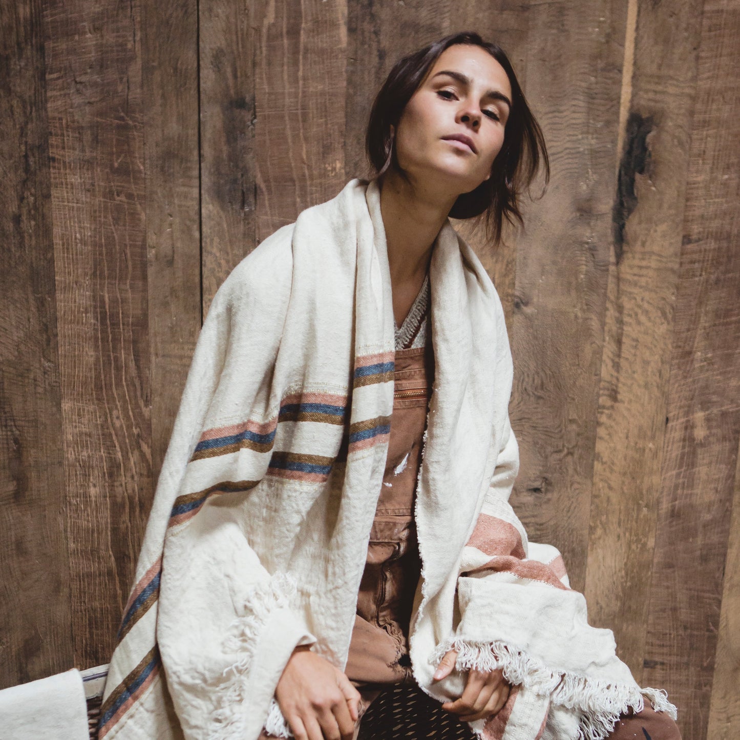 100% European linen throw - Harlan Stripe