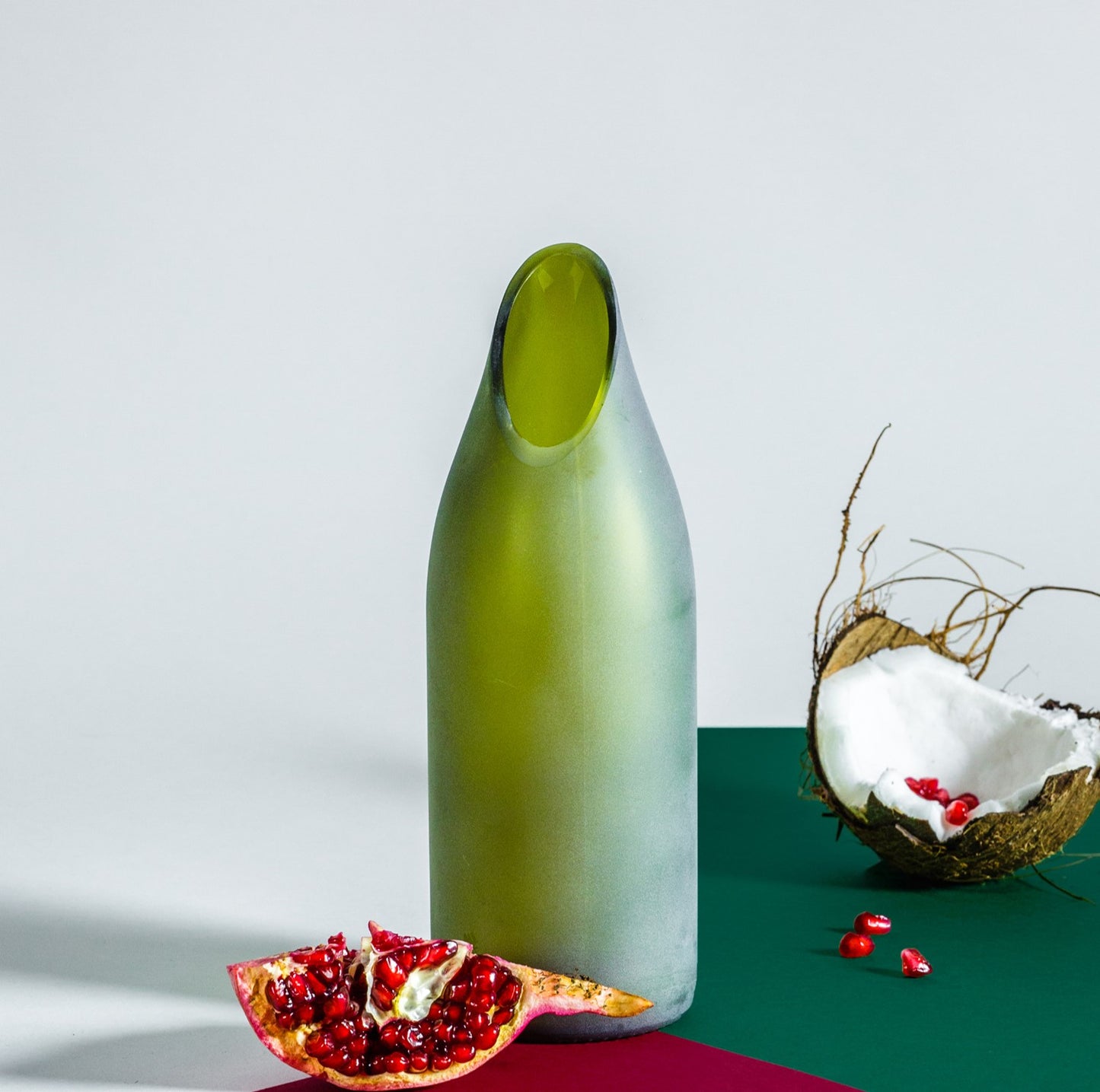 Upcycled frosted glass carafe - russet