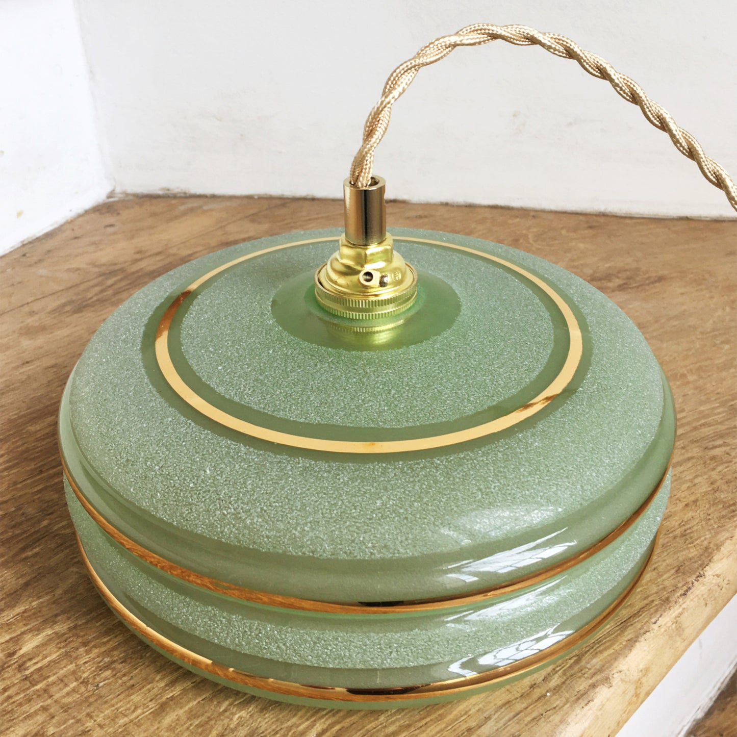 Suspension upcyclée verte givrée