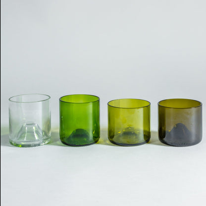 Set 4 upcycled glass tumblers - green