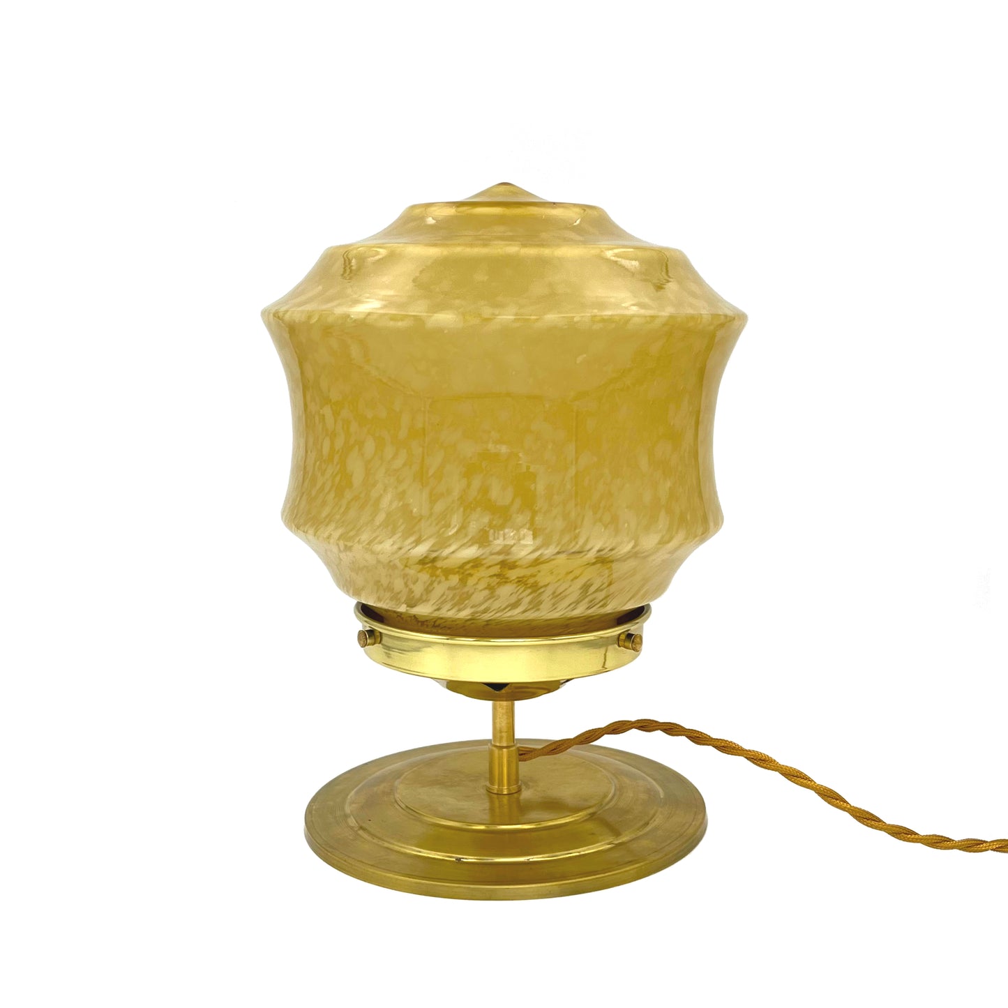 Lampe à poser upcyclée jaune verre de Clichy