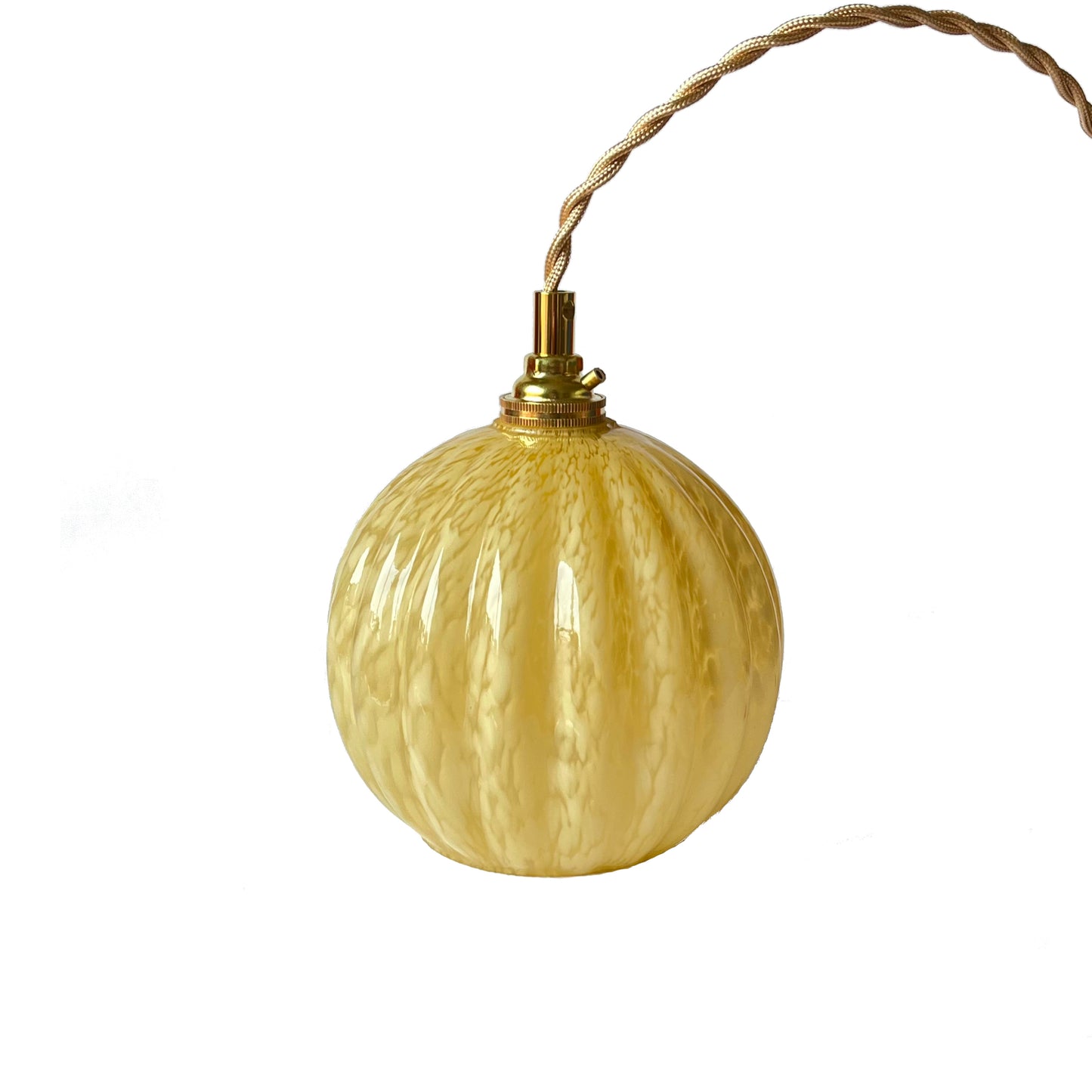 Upcycled portable lamp in Clichy's glass - yellow