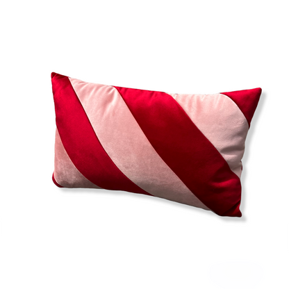 Upcycled velvet cushion - pink & red