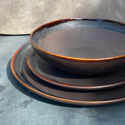 Set 4 dessert plates in Portuguese stoneware - Amazônia Azul