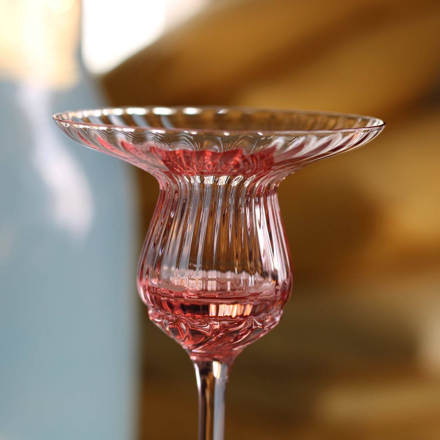 Small candle holder in Bohemian glass - rosa