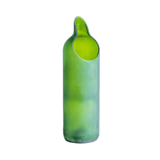 Upcycled frosted glass carafe - green