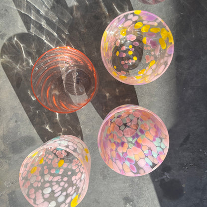 Bohemian glass tumbler - even pinker confetti