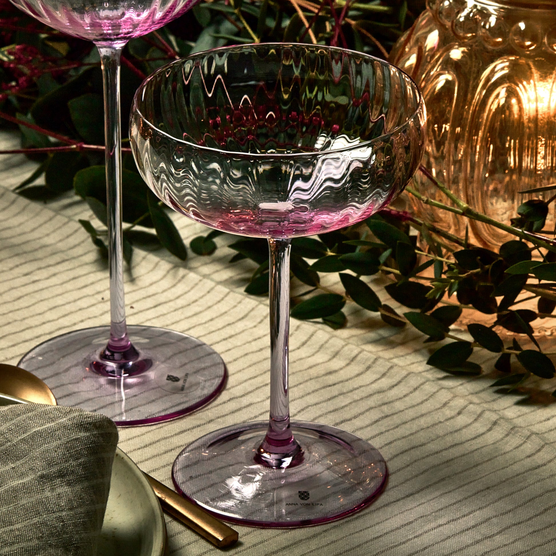 Set 4 coupes à champagne de Bohême lilas – elbarud