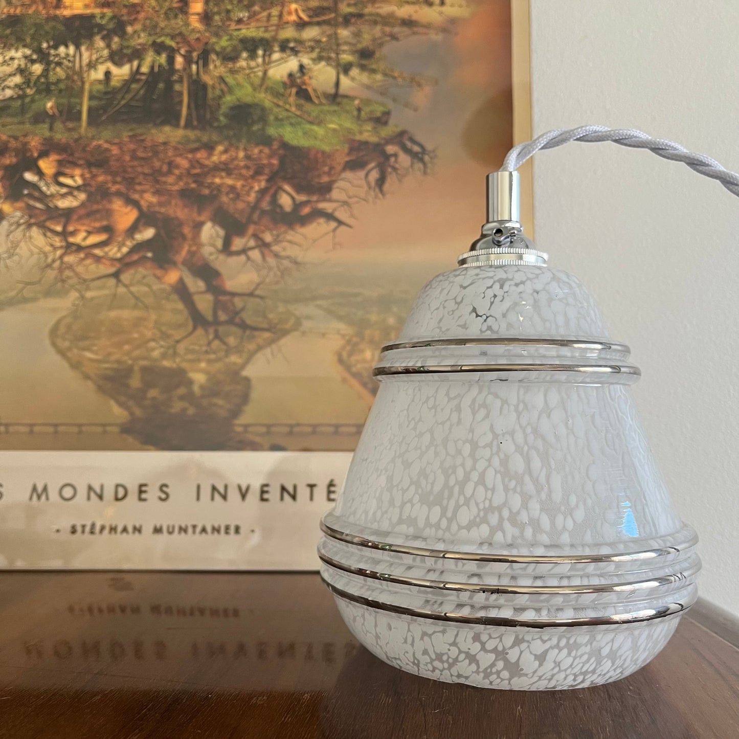 Upcycled tulip portable lamp