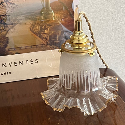 Upcycled portable lamp in Clichy's glass - blue
