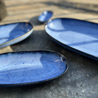 Set 4 service platters in Portuguese stonewear - Amazônia Azul