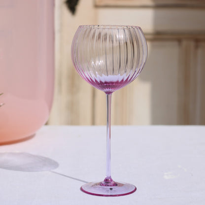 Set 4 verres à vin de Bohême lilas