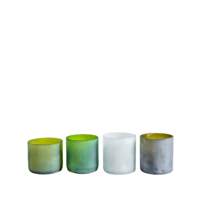 Set 4 upcycled glass tumblers - frosted mix & match