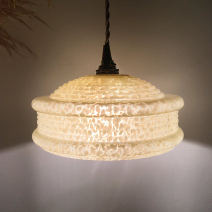 Upcycled ceiling light in yellow Clichy's glass