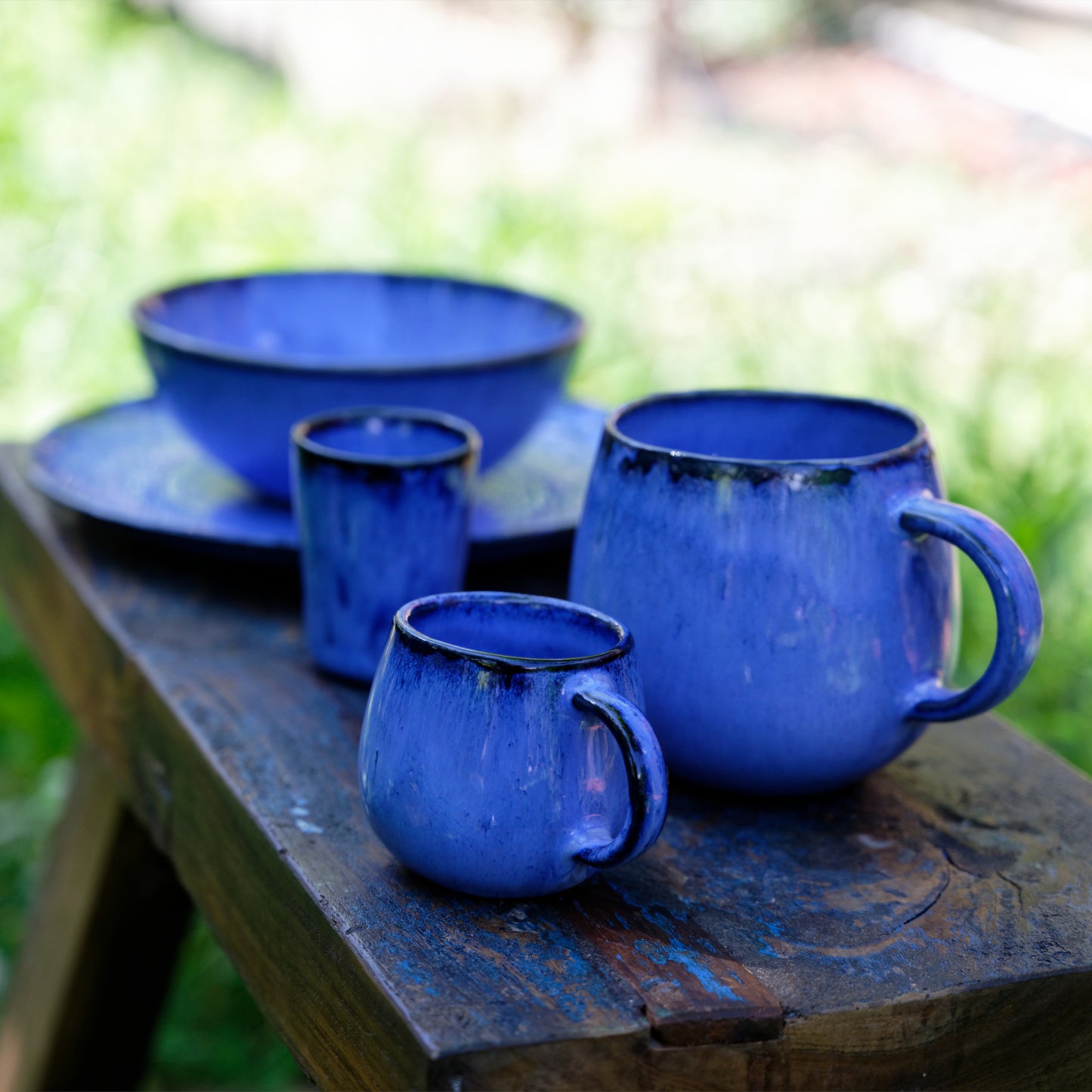 Set 2 grands mugs en grès portugais Amazônia Azul
